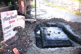 Overflowing sewage at Focal Point in Amritsar points to the problem of choked drains