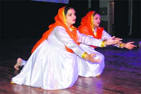 Students present a dance at a function held at Sant Singh Sukha Singh College in Amritsar on Sunday
