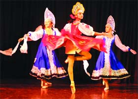Russian artists perform a dance during an awareness programme on diabetes, in New Delhi on Sunday
