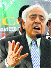 PDP patron Mufti Mohammad Sayeed addresses a gathering during the launch of the poll campaign in Jammu on Sunday. 
