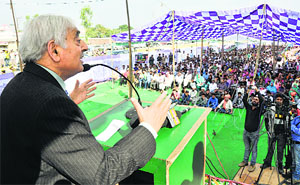 PDP patron Mufti Mohammad Sayeed addresses a gathering in Jammu on Sunday