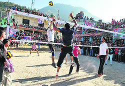 A volleyball event in progress