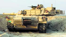 An Iraqi security forces tank is seen during security deployment in the town of Amriyat al-Falluja, in Anbar province.