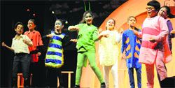 Students stage a musical play, James and the Giant Peach, at Vivek High School in Chandigarh on Monday. Tribune photo: Vicky Gharu