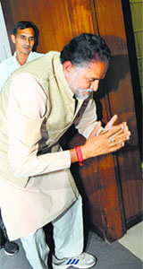 Education Minister Ram Bilas Sharma before entering the Vidhan Sabha.