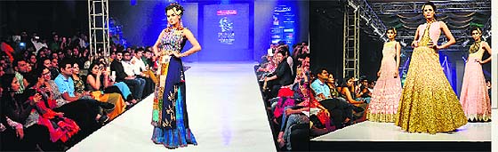 Models walk the ramp during the Punjab International Fashion Week in Ludhiana. Creations of various designers were showcased on the third day.