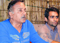 Officials of Abhimanyu Cricket Academy address a press conference in Dehradun on Tuesday. Tribune photo: Abhyudaya Kotnala