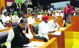INLDs Abhay Chautala and other MLAs during the session on Tuesday.