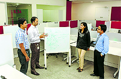 Open and collaborative work environment peppered with colourful and stress-free zones is the distinguishing feature of modern offices