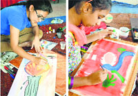Students take part in the painting event at GADVASU in Ludhiana on Tuesday. PhotoS: Inderjeet Verma