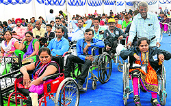 Physically challenged persons on the concluding day of the National Abilympics at the NITTTR, Chandigarh