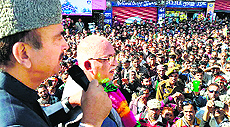 Congress leader Ghulam Nabi Azad addresses a public meeting in Doda district