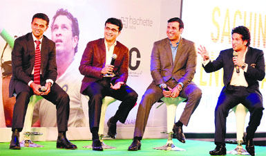 The fab four of Indian cricket go down memory lane at Sachins book launch