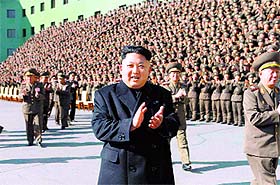 This picture taken by North Koreas official Korean Central News Agency shows North Korean leader Kim Jong-Un at a meeting of the battalion commanders and political instructors of the Korean Peoples Army at the Pyongyang gymnasium.