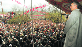 Chief Minister Omar Abdullah addresses a rally.