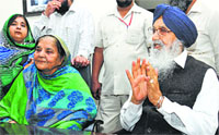 Chief Minister Parkash Singh Badal at Sultanpur Lodhi in Kapurthala on Thursday. Tribune Photo :Malkiat Singh