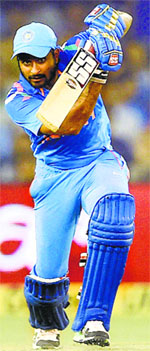Ambati Rayudu plays a shot during Indias second ODI against Sri Lanka in Ahmedabad on Thursday. PTI 