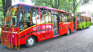 CTU buses that were flagged off at the CII in Sector 31,  Chandigarh, on Friday.
