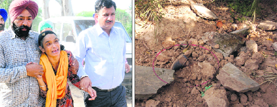 Mehrams maternal grandmother being taken to the spot (right) where his body was found buried.