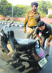 The victims scooter that was found abandoned in Sector 25.