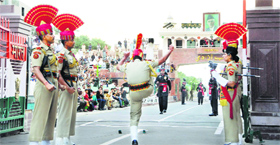 The Retreat ceremony at Attari-Wagah border.