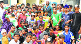 Rupinder Pal Singh spends some time with schoolchildren in Faridkot.