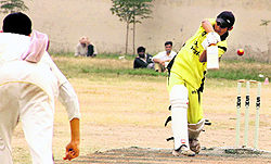 Players in action during the 60th Punjab School Sports Cricket (U-19)Tournament at the Railway Grounds in Bathinda on Saturday