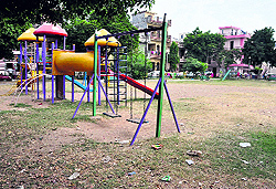 The park from where Mehram Singh was kidnapped wears a deserted look in Phase IX , Mohali, on Saturday