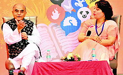 Author Gurcharan Das in conversation with Sumita Misra, founder chairperson of the Chandigarh Literary Society, during Literati 2014 in Chandigarh on Saturday