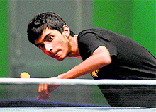 Pankaj Sidana in action during a match at the Table Tennis Hall, Sector 23, Chandigarh