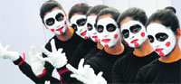Students take part in a mime during the ongoing youth festival. Photo: Inderjeet Verma
