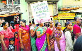 Sex workers hold a rally to support the proposal on legalisation of sex work in Kolkata on Saturday.