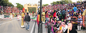 Filtration of tourists at Wagah has not dampened the spirits as the retreat ceremony saw a full stadium on Sunday.