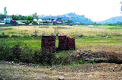 The remnants of the foundation stone of the Chogan Ground in Nurpur
