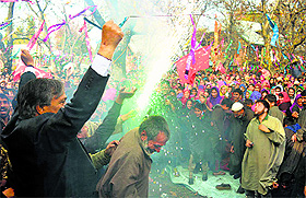 CPM leader Mohammad Yousuf Tarigami during a rally in Kulgam district on Sunday.
