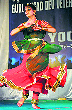 A girl presents a dance