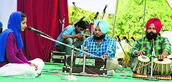 students take part in a shabad gayan event during the youth festival at GADVASU in Ludhiana on Sunday