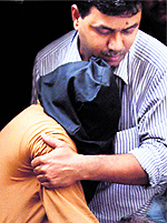 Sajid (face covered ), main accused of in the Burdwan blast case, in Kolkata on Sunday