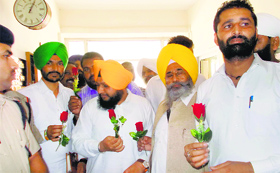 Youth Congress activists at the railway office in Ferozepur.