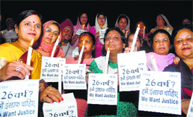 A candlelight march seeking justice for the 1984 anti-Sikh riot victims, in New Delhi.