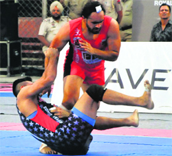 Action from the WKL in Ludhiana on Sunday.