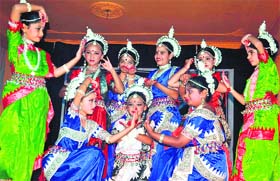 Myriad hues: Children give a Odissi dance performance during the annual Mudras show in Dehradun on Saturday