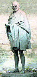 One of the first photographs of the clay model of a bronze statue of Mahatma Gandhi to be unveiled at Parliament Square in London early next year