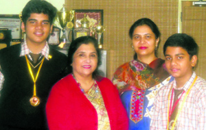 Principal of DAV Public School, Lawrence Road, Dr Neera Sharma, with the winners of the District Science Fair in Amritsar.