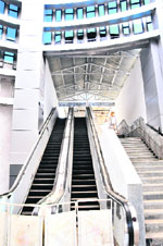 Newly installed escalators at the Chandigarh railway station. Tribune photo: S Chandan