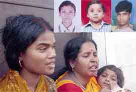 The family mourning their deaths at the paper plate unit in Outer Delhi on Monday.