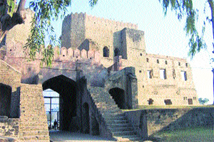 The main entrance of the centuries-old Nurpur Fort, declared a protected monument by the ASI, comprises only the remains of old structures.
