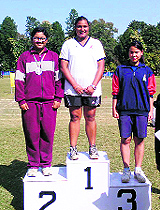 Students of Ecole Globale School with their medals during the district athletic meet at Rashtriya Indian Military College in Dehradun on Monday. 