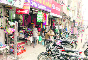 A view of a market after the anti-encroachment drive carried out by the Municipal Corporation Bathinda on Tuesday.