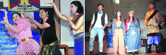 Foreign students take part in a cultural event at DAV College; and (right) students pose during the function.